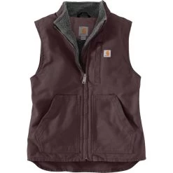 Carhartt Women's Relaxed Fit Washed Duck Sherpa-Lined Mock Neck Vest -Outdoor women's clothing store 104224 V26 WF22 e