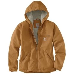 Carhartt Women's Loose Fit Washed Duck Sherpa-Lined Jacket -Outdoor women's clothing store 104292 BRN 1 V2