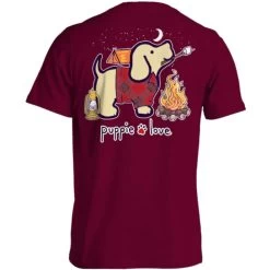 Puppie Love Men's & Women's Camping Pup Short-Sleeve T-Shirt