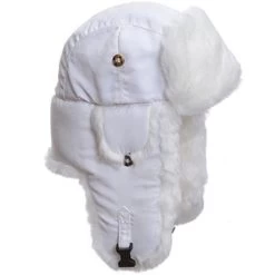 Mad Bomber Women's White Supplex Nylon Hat With White Faux Fur