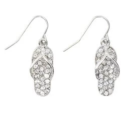 Periwinkle By Barlow Women's Silver Flip Flop Earring