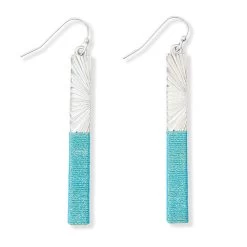 Periwinkle By Barlow Women's Silver/Aqua Metallic Thread Earring