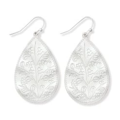 Periwinkle By Barlow Women's Matte Silver Etched Earring