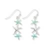 Periwinkle By Barlow Women's Silver/Aqua Enamel Starfish Trio Earring