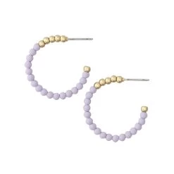 Periwinkle By Barlow Women's Gold/Lavender Beaded Hoop Earring
