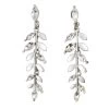 Periwinkle By Barlow Women's Silver Crystal Leaves Stud Earring