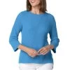 Habitat Women's Cotton Mix Stitch Diagonal Seam Pullover Top -Outdoor women's clothing store 83128 Azure 1