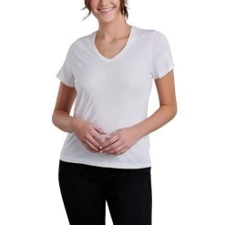 Kuhl Women's Arabella V-Neck Short-Sleeve T-Shirt -Outdoor women's clothing store 8499 arabella v neck ss white front pdp photo