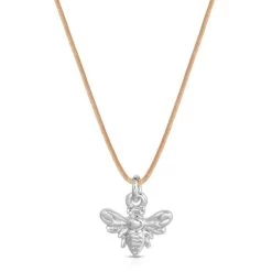 Lucky Feather Women's Bee Happy Silver Bee Necklace
