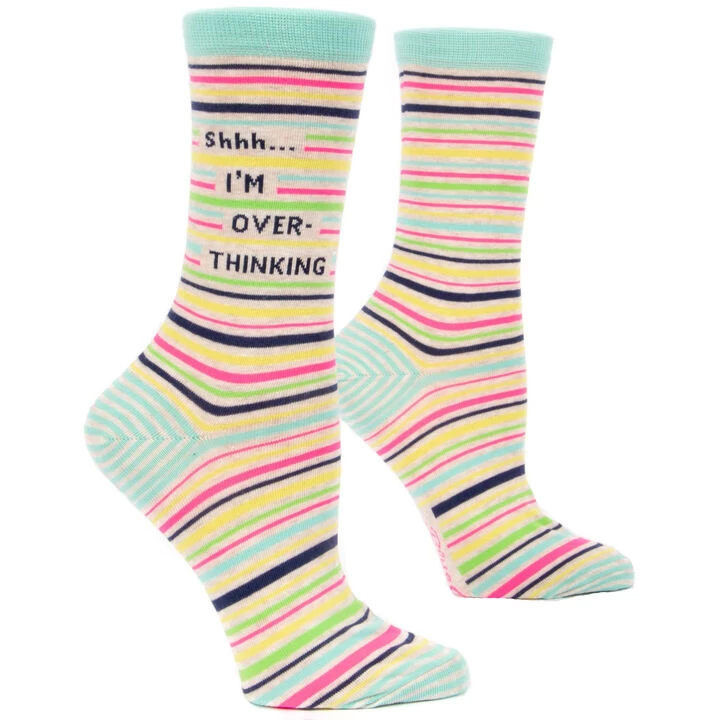 Blue Q Women's Shhh I'm Overthinking Crew Sock 3 Blue Q Women's Shhh I'm Overthinking Crew Sock