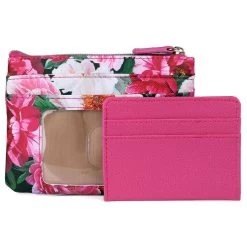 Buxton Women's Floral Bloom Vegan Leather With RFID Pik-Me-Up ID Coin / Card Case
