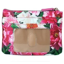 Buxton Women's Floral Bloom Vegan Leather With RFID Pik-Me-Up ID Coin / Card Case -Outdoor women's clothing store Buxton 10204W Fuschia 3front