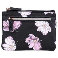 Buxton Women's Cosmo Floral Vegan Leather With RFID Pik-Me-Up ID Coin / Card Case -Outdoor women's clothing store Buxton 12804W CosmoFloralBlack 3back