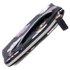 Buxton Women's Cosmo Floral Vegan Leather With RFID Pik-Me-Up ID Coin / Card Case -Outdoor women's clothing store Buxton 12804W CosmoFloralBlack 5open