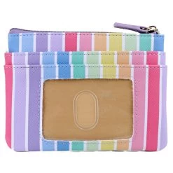 Buxton Women's Rainbow Stripes Vegan Leather With RFID Pik-Me-Up ID Coin / Card Case -Outdoor women's clothing store Buxton 13204W Lilac 3front