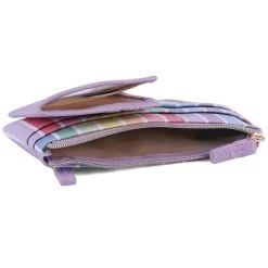 Buxton Women's Rainbow Stripes Vegan Leather With RFID Pik-Me-Up ID Coin / Card Case -Outdoor women's clothing store Buxton 13204W Lilac 6open