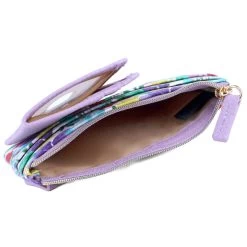 Buxton Women's Garden Party Vegan Leather With RFID Pik-Me-Up ID Coin / Card Case -Outdoor women's clothing store Buxton 13804W Lilac 6open