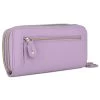 Buxton Women's Pebble Vegan Leather With RFID Goldtone Logo Plaque/Hardware Slim Double Zip Wallet -Outdoor women's clothing store Buxton 301W61 Lilac 1front