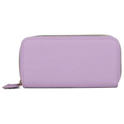 Buxton Women's Pebble Vegan Leather With RFID Goldtone Logo Plaque/Hardware Slim Double Zip Wallet -Outdoor women's clothing store Buxton 301W61 Lilac 2back