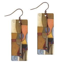 Illustrated Lights DC Designs Rectangle Earring -Outdoor women's clothing store DC Designs Rectangle Earring SH35CE BROWN RECTANGLE ABSTRACT