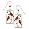 Left Hand Studios Sienna Sky And Adajio Jewelry Women's Cardinals In Tree Rectangle Earring