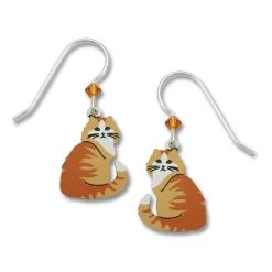 Left Hand Studios Sienna Sky And Adajio Jewelry Women's Bella Orange Tabby Cat Earring