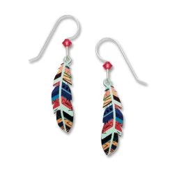 Left Hand Studios Sienna Sky And Adajio Jewelry Women's Patterned Feather Earring