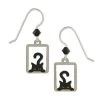 Left Hand Studios Sienna Sky And Adajio Jewelry Women's Peek A Boo Black Cat Rectangle Earring -Outdoor women's clothing store LHS Peak a boo Black Cat