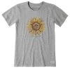 Life Is Good Women's Scribbled Sunflower Crusher Short-Sleeve Shirt