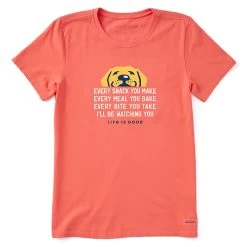 Life Is Good Women's I'll Be Watching You Yellow Lab Crusher Short-Sleeve Shirt