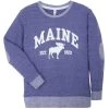 A.M. Women's Live And Tell Moose Melange Crew Neck Sweatshirt -Outdoor women's clothing store ME1MO AM WomensLiveAndTellMooseMelangeCrew Purple