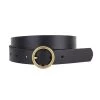 Most Wanted USA Women's Brass-Toned Circle Buckle Leather Belt -Outdoor women's clothing store Most Wanted 5036 Black