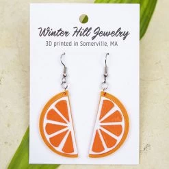Winter Hill Jewelry Women's Orange Slice Dangle Earring -Outdoor women's clothing store ORANGE orange slice dangles 3
