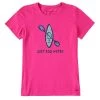 Life Is Good Women's Just Add Water Pattern Kayak Crusher Short-Sleeve Shirt -Outdoor women's clothing store RASPBERRY PINK