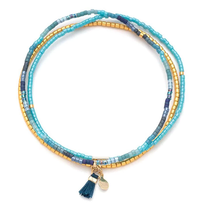 Scout Curated Wears Women's Chromacolor Miyuki Bracelet Trio - Cobalt Multi/Gold