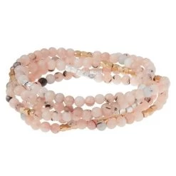 Scout Curated Wears Women's Stone Wrap Morganite/Black Tourmaline Bracelet/Necklace -Outdoor women's clothing store ScoutCuratedWears SW044 2