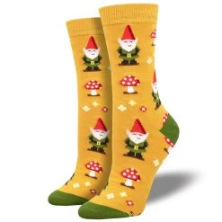 Socksmith Design Women's Gnome More Mushrooms Bamboo Crew Sock