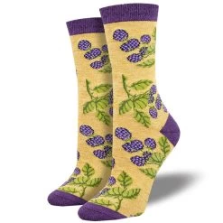 Socksmith Design Women's Bunch Of Blackberries Bamboo Crew Sock