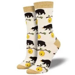 Socksmith Design Women's Bears And Bees Bamboo Crew Sock