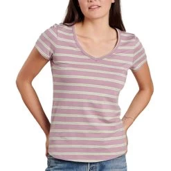 Toad&Co Women's Marley II Short-Sleeve T-Shirt -Outdoor women's clothing store ToadCo T1002013 LilacStripe 1front