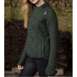 Aran Crafts Women's Shannon Side Zip Cardigan