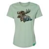 Wild Tribute Women's Boho Moose Relaxed Fit Short-Sleeve T-Shirt
