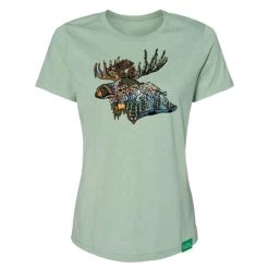Wild Tribute Women's Boho Moose Relaxed Fit Short-Sleeve T-Shirt