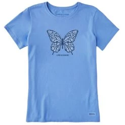 Life Is Good Women's Ditsy Floral Butterfly Crusher Short-Sleeve Shirt