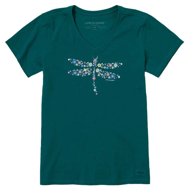 Life Is Good Women's Dragonfly Flower Crusher Vee Short-Sleeve Shirt 3 Life Is Good Women's Dragonfly Flower Crusher Vee Short-Sleeve Shirt
