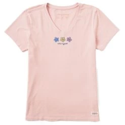 Life Is Good Women's Three Daisies Crusher Vee Short-Sleeve Shirt
