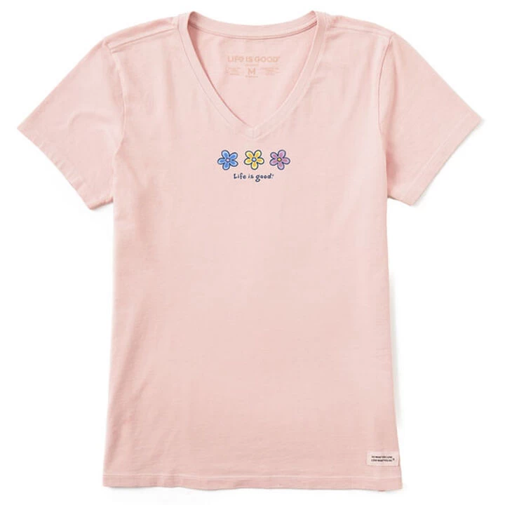 Life Is Good Women's Three Daisies Crusher Vee Short-Sleeve Shirt 3 Life Is Good Women's Three Daisies Crusher Vee Short-Sleeve Shirt