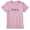 Life Is Good Women's Three Sketchy Butterfly Crusher Vee Short-Sleeve Shirt