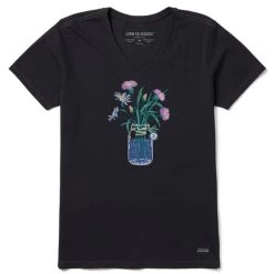 Life Is Good Women's Wildflower Crusher-LITE Vee Short-Sleeve Shirt