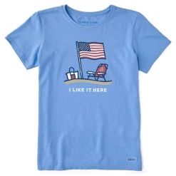 Life Is Good Women's I Like It Here America Crusher Short-Sleeve Shirt